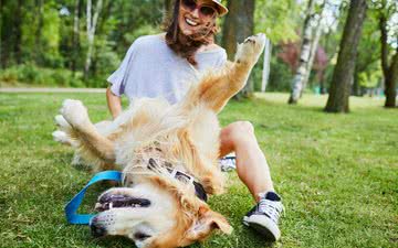 Crie uma rotina escolhendo atividades que façam bem, como caminhar no parque e fazer carinho no cachorro - iStock
